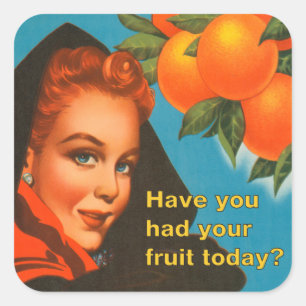 Essen Sie Frucht-Vintagen Entwurf Quadratischer Aufkleber