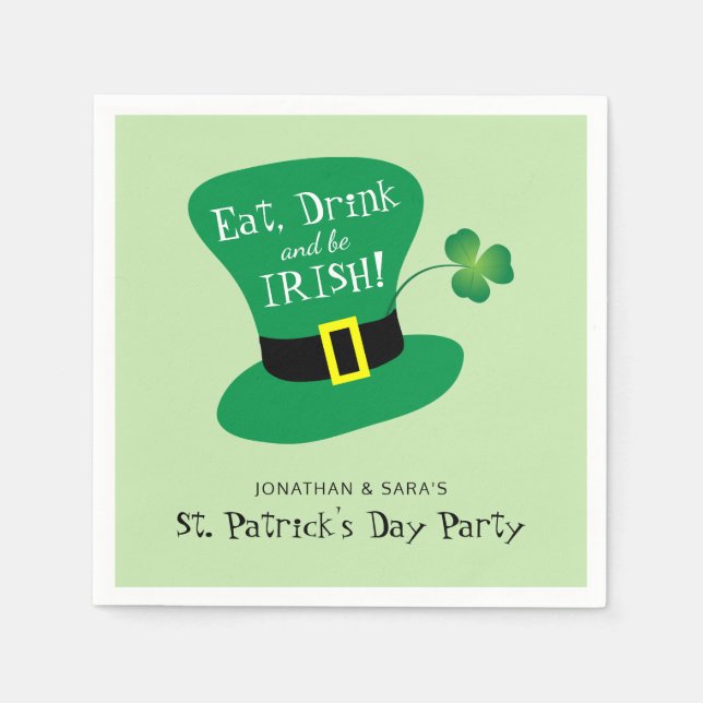 Essen Sie, Getränk und seien Sie Iren-St Patrick Serviette (Vorderseite)