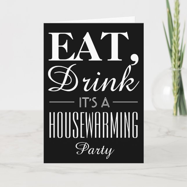 Essen Sie Getränk, Vintages Plakat, Housewarming Einladung (Vorderseite)