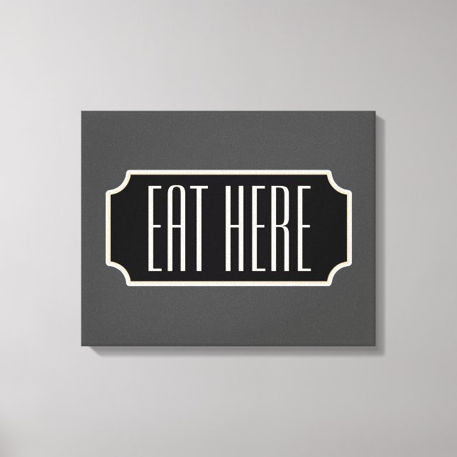 Essen Sie hier Diner Sign Kitchen Leinwand Art Ges (Vorderseite)