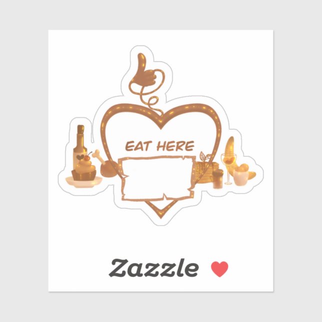 Essen Sie hier Restaurant Aufkleber Geschäft lecke (Blatt)