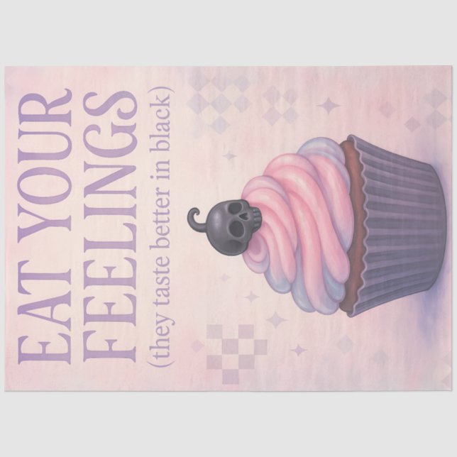 Essen Sie Ihre Gefühle Gothic Cupcake Decoupage Go Seidenpapier (Vorderseite)