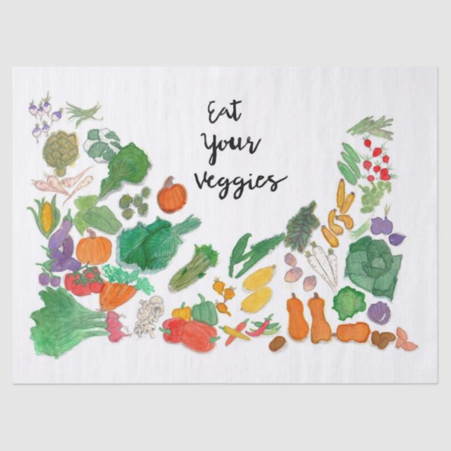Essen Sie Ihre Veggies (die Gemüseillustration Seidenpapier (Vorderseite)