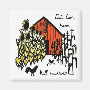Essen Sie Liebe-Bauernhofbarnyard-Szenen-Magneten Magnet