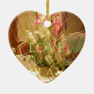 Essen Sie Liebe Spielen Sie Blume für alle schönen Keramikornament