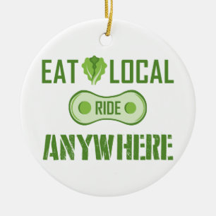 Essen Sie lokal, fahren Sie überall hin Keramikornament