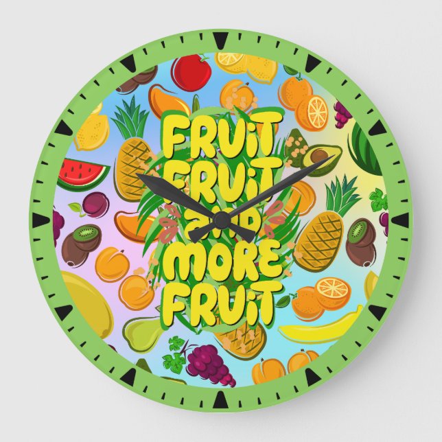 Essen Sie mehr Obst | Yoga für motivierend gesunde Große Wanduhr (Vorderseite)