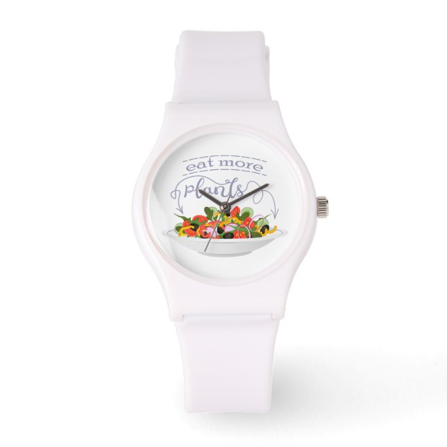 Essen Sie mehr Pflanze Frischsalat Motivation Buch Armbanduhr (Vorderseite)