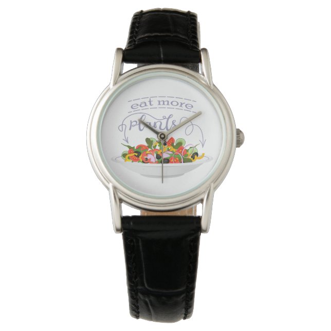 Essen Sie mehr Pflanze Frischsalat Motivation Buch Armbanduhr (Vorderseite)