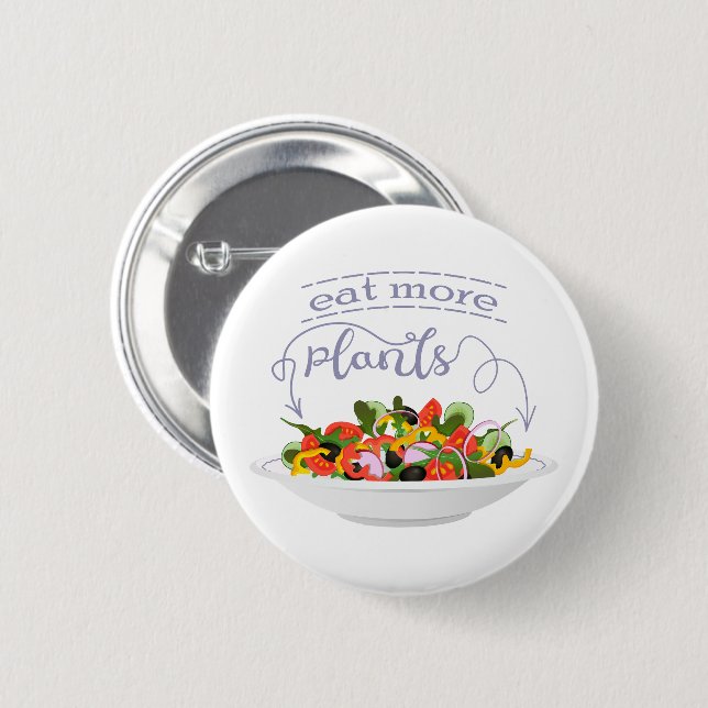 Essen Sie mehr Pflanze Frischsalat Motivation Buch Button (Vorne & Hinten)