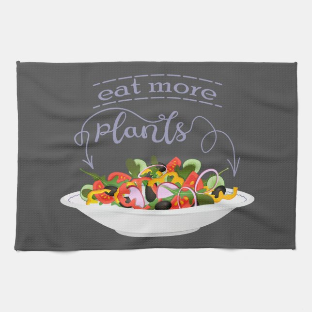 Essen Sie mehr Pflanze Frischsalat Motivation Buch Geschirrtuch (Horizontal)