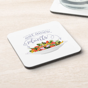 Essen Sie mehr Pflanze Frischsalat Motivation Buch Getränkeuntersetzer