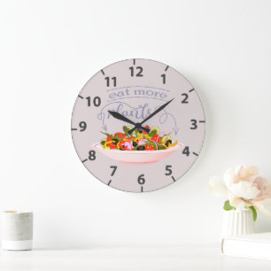 Essen Sie mehr Pflanze Frischsalat Motivation Buch Große Wanduhr