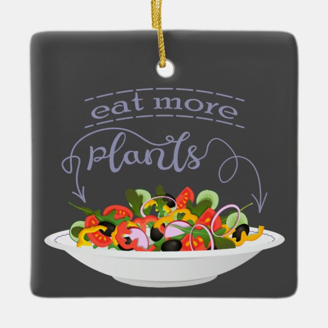 Essen Sie mehr Pflanze Frischsalat Motivation Buch Keramikornament (Vorderseite)