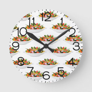 Essen Sie mehr Pflanze Frischsalat Motivation Buch Runde Wanduhr