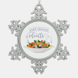Essen Sie mehr Pflanze Frischsalat Motivation Buch Schneeflocken Zinn-Ornament