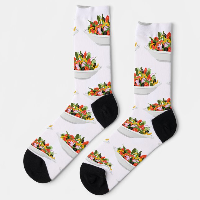 Essen Sie mehr Pflanze Frischsalat Motivation Buch Socken (Linkes Detail)