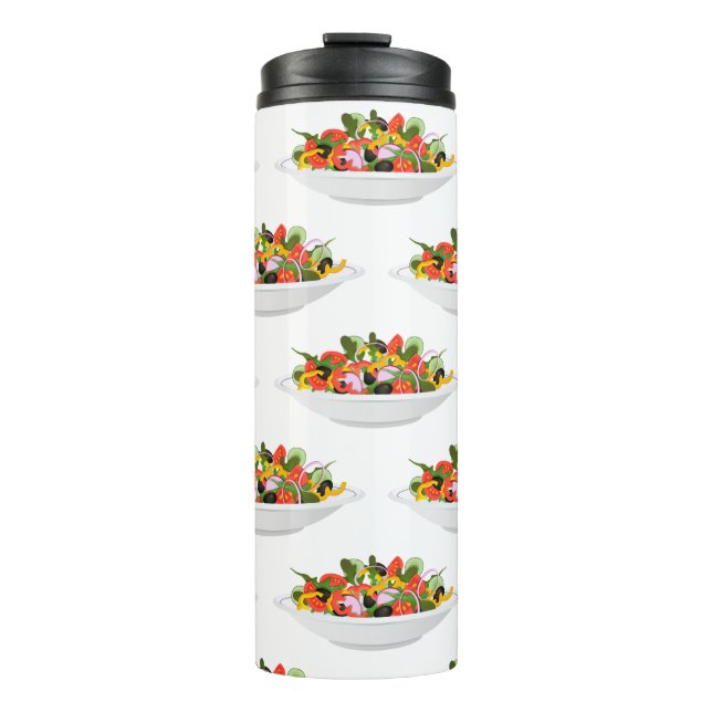 Essen Sie mehr Pflanze Frischsalat Motivation Buch Thermosbecher (Vorderseite)