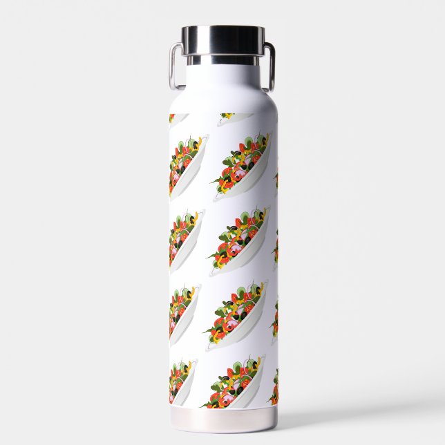 Essen Sie mehr Pflanze Frischsalat Motivation Buch Trinkflasche (Vorne)