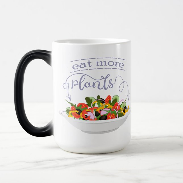 Essen Sie mehr Pflanze Frischsalat Motivation Buch Verwandlungstasse (Links)