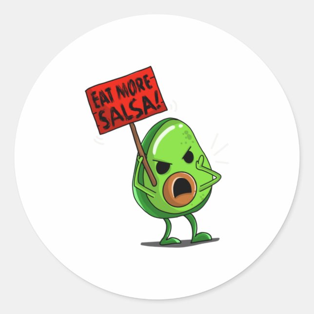 Essen Sie mehr Salsa Vegan Avocado Niedlich Guacam Runder Aufkleber (Vorderseite)