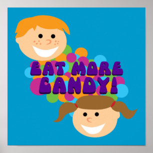 Essen Sie mehr Süßes Retro-Kinder Poster