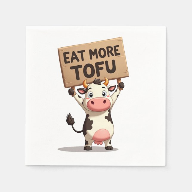 Essen Sie mehr Tofu - Kuhprotest Napkin Serviette (Vorderseite)