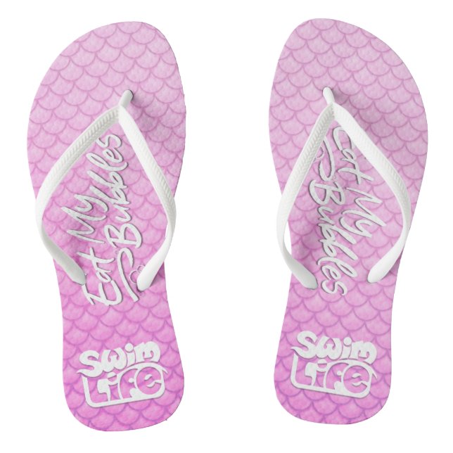 "Essen Sie meine Blasen" Pink-Waage Swim-Leben Flip Flops (Fußbett)
