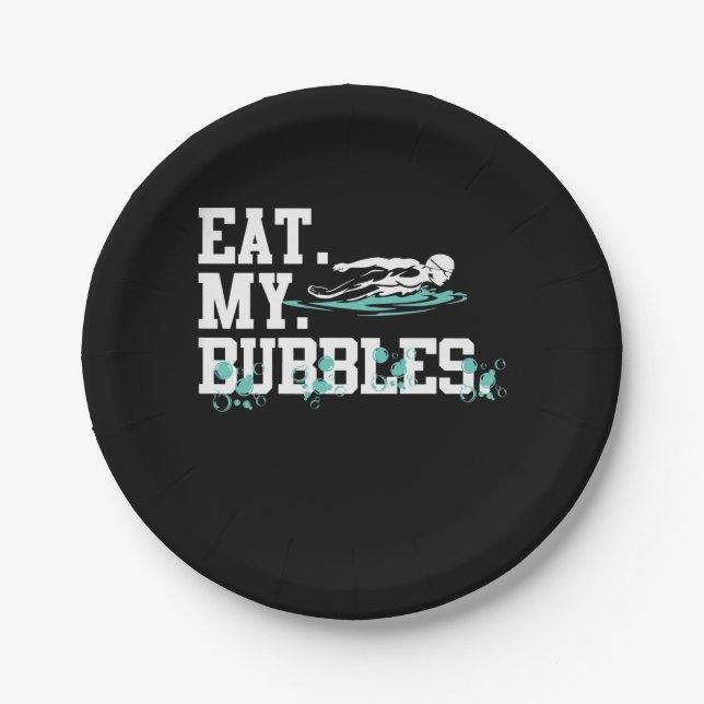 Essen Sie meine Bubbles lustiges Schwimmen Geschen Pappteller (Vorderseite)