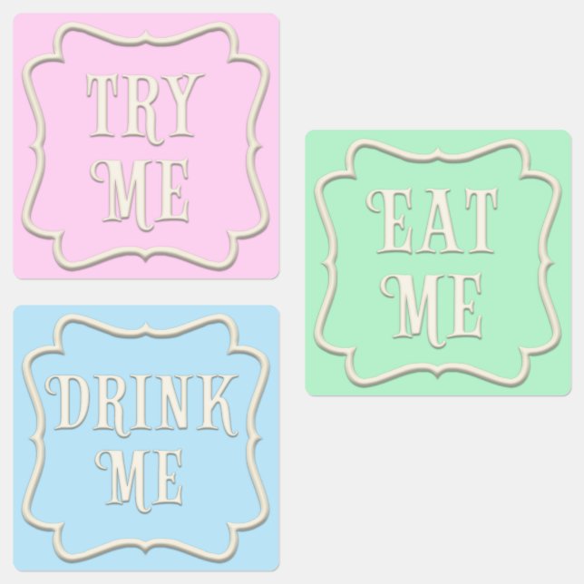 "Essen Sie mich, trinken Sie mich, versuchen Sie m Etiketten (Gruppe)