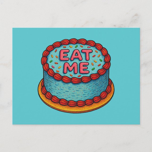 Essen Sie mir Kuchen Postkarte (Vorderseite)