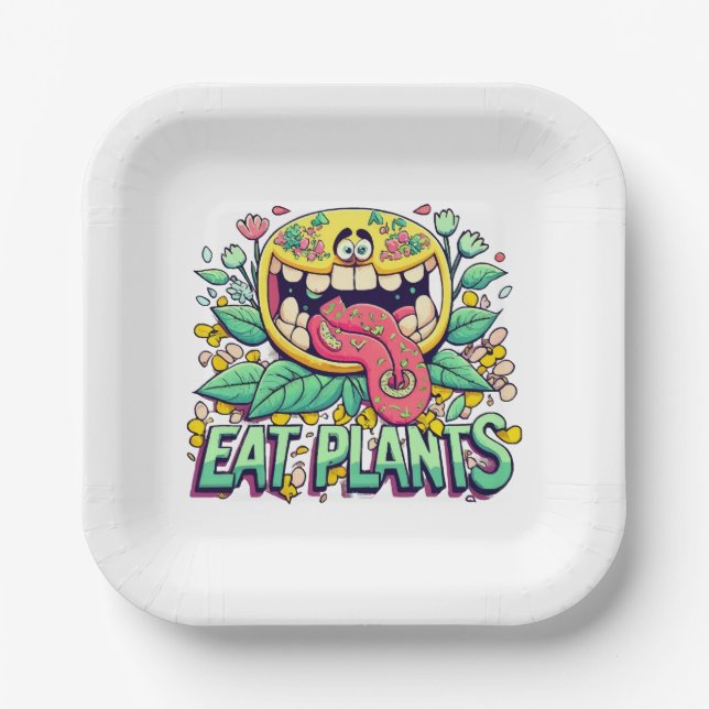 Essen Sie Pflanze Pappteller (Vorderseite)