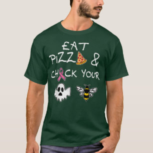 Essen Sie Pizza Karo Ihre Boo-Bienen Halloween Bru T-Shirt