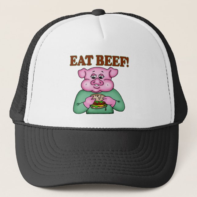 Essen Sie Rindfleisch-lustige T - Shirt-Geschenke Truckerkappe (Vorderseite)