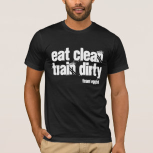 essen Sie sauberes und der schmutzige Zug ist Ihr T-Shirt