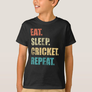 Essen Sie Schlaf Cricket wiederholen. T-Shirt