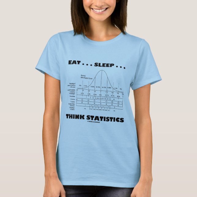 Essen Sie… Schlaf… denkt Statistiken (Bell-Kurve) T-Shirt (Vorderseite)
