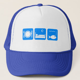 Essen Sie Schlaf-Fischblau Truckerkappe