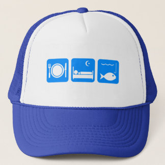 Essen Sie Schlaf-Fischblau Truckerkappe