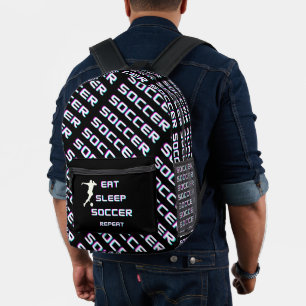 Essen Sie Schlaf Fußball wiederholen Bedruckter Rucksack