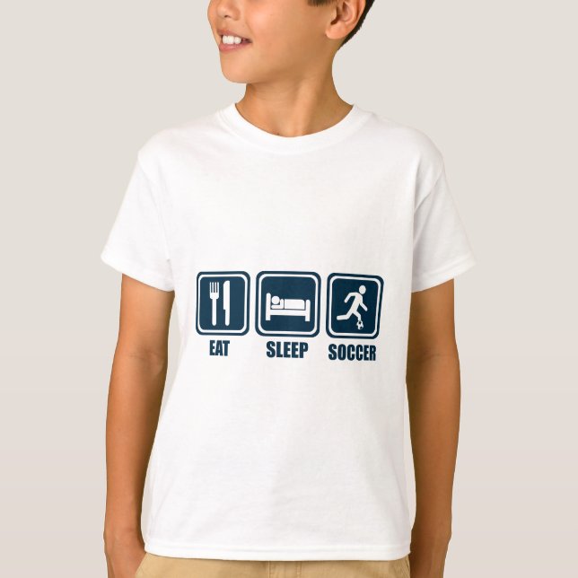Essen Sie Schlaf-Fußball-Wiederholungs-T-Shirt T-Shirt (Vorderseite)
