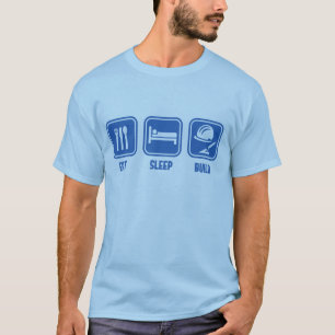 Essen Sie Schlaf-Gestalt, Slogan-T - Shirtblau des T-Shirt