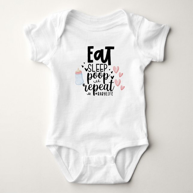 Essen Sie Schlaf Kackend Bodysuit für Baby (0-24M) Baby Strampler (Vorderseite)
