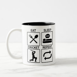 Essen Sie Schlaf-Kricket-Wiederholungs-Sport Zweifarbige Tasse