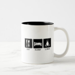 Essen Sie. Schlaf. Linux. Zweifarbige Tasse