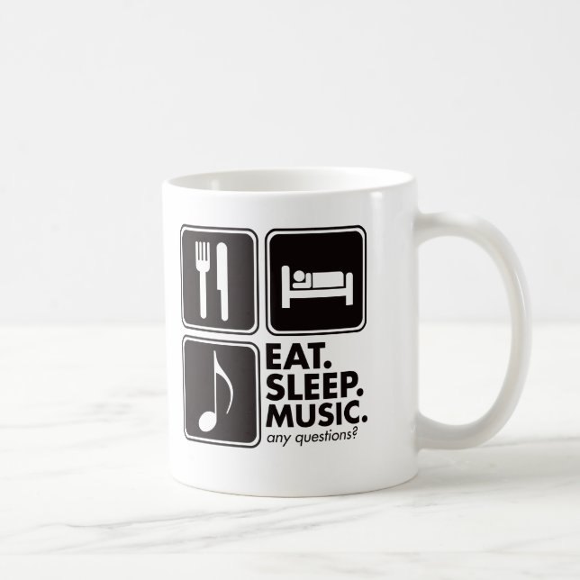 Essen Sie Schlaf-Musik - Schwarzes Kaffeetasse (Rechts)