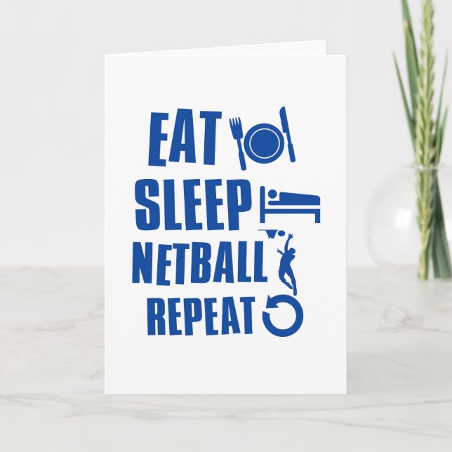 Essen Sie Schlaf Netball Karte (Vorderseite)