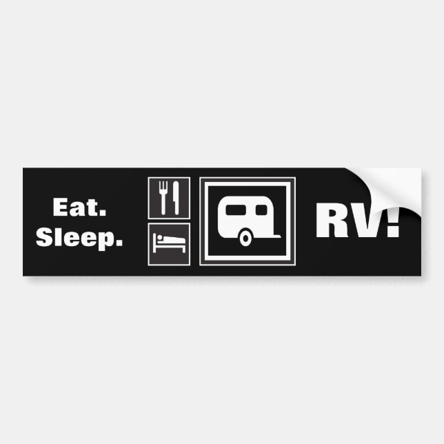Essen Sie. Schlaf. RV! Autoaufkleber (Vorne)