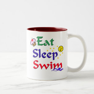 Essen Sie Schlaf-Schwimmen Zweifarbige Tasse