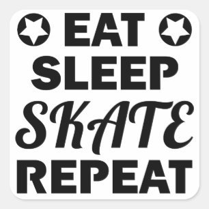 Essen Sie Schlaf-Skate-Wiederholung, Rolle Derby Quadratischer Aufkleber